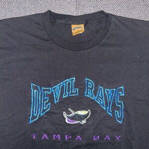 90s Nutmeg Tampa Bay Devil Rays Embroidered Black T-Shirt
